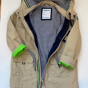 Mayoral Logo Hooded Windbreaker Jacket  in Light Brown - Toddler Boy Size 24M